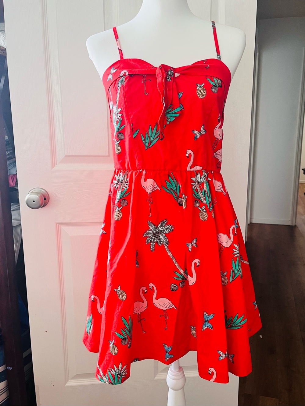 bailey blue Red Flamingo & Pineapple Tie-Front Mini Sundress